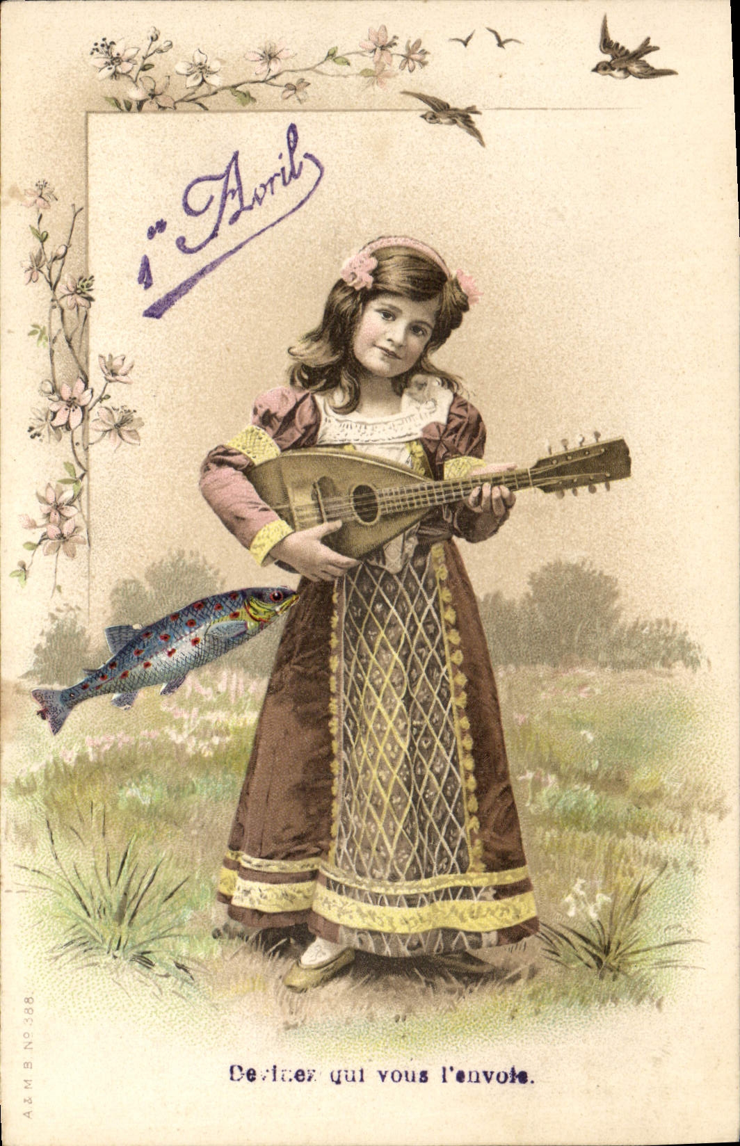 Vintage Postcard Fantasy Child Poisson