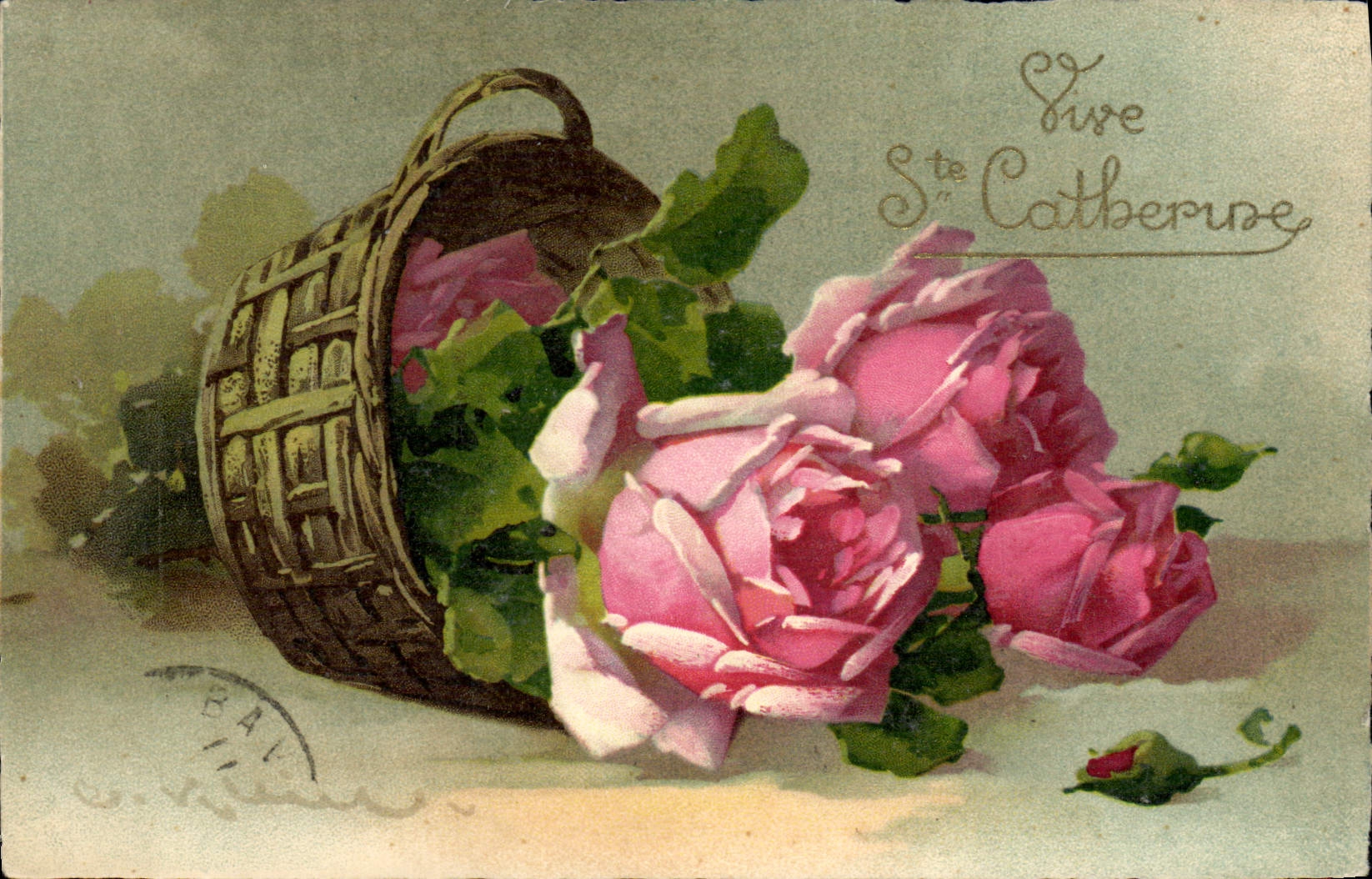 Vintage Postcard Fantasy illustrator Flowers co. Catherine