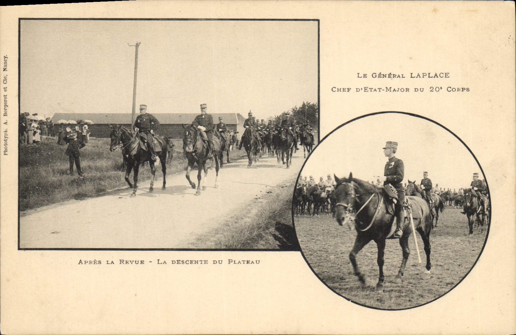 CPA Militaria Le General Laplace Chef d'Etat Major du 20eme corps Apres la revue La descente du plateau 
