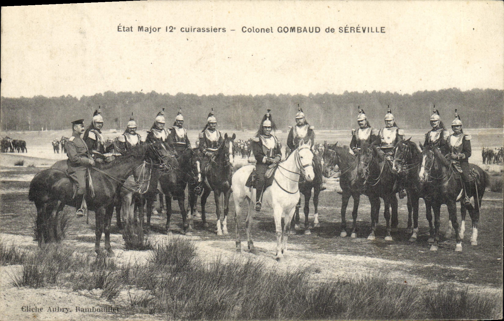 CPA Militaria Etat Major 12eme Cuirassiers Colonel Gombaud de Sereville 