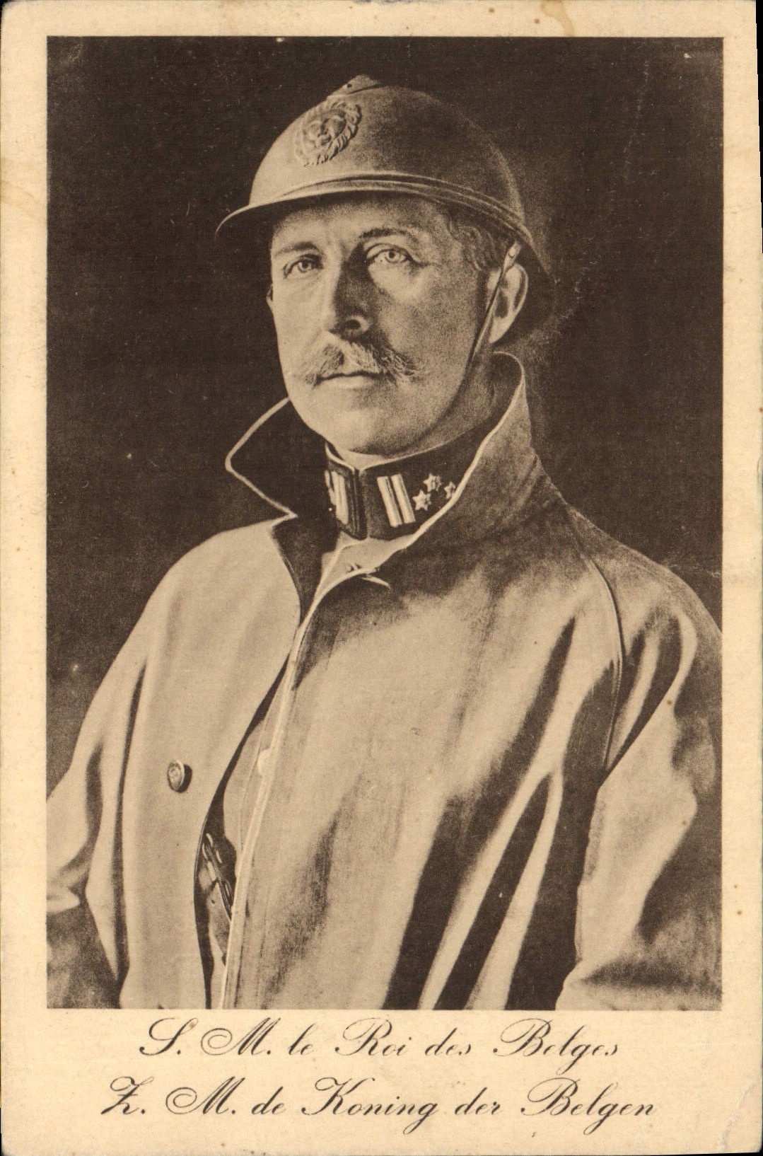 Vintage Postcard Militaria SM the king of the Belgians