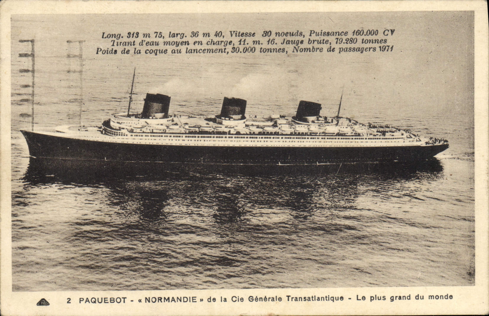 CPA Bateau Paquebot Normandie de la Cie Generale Transatlantique 