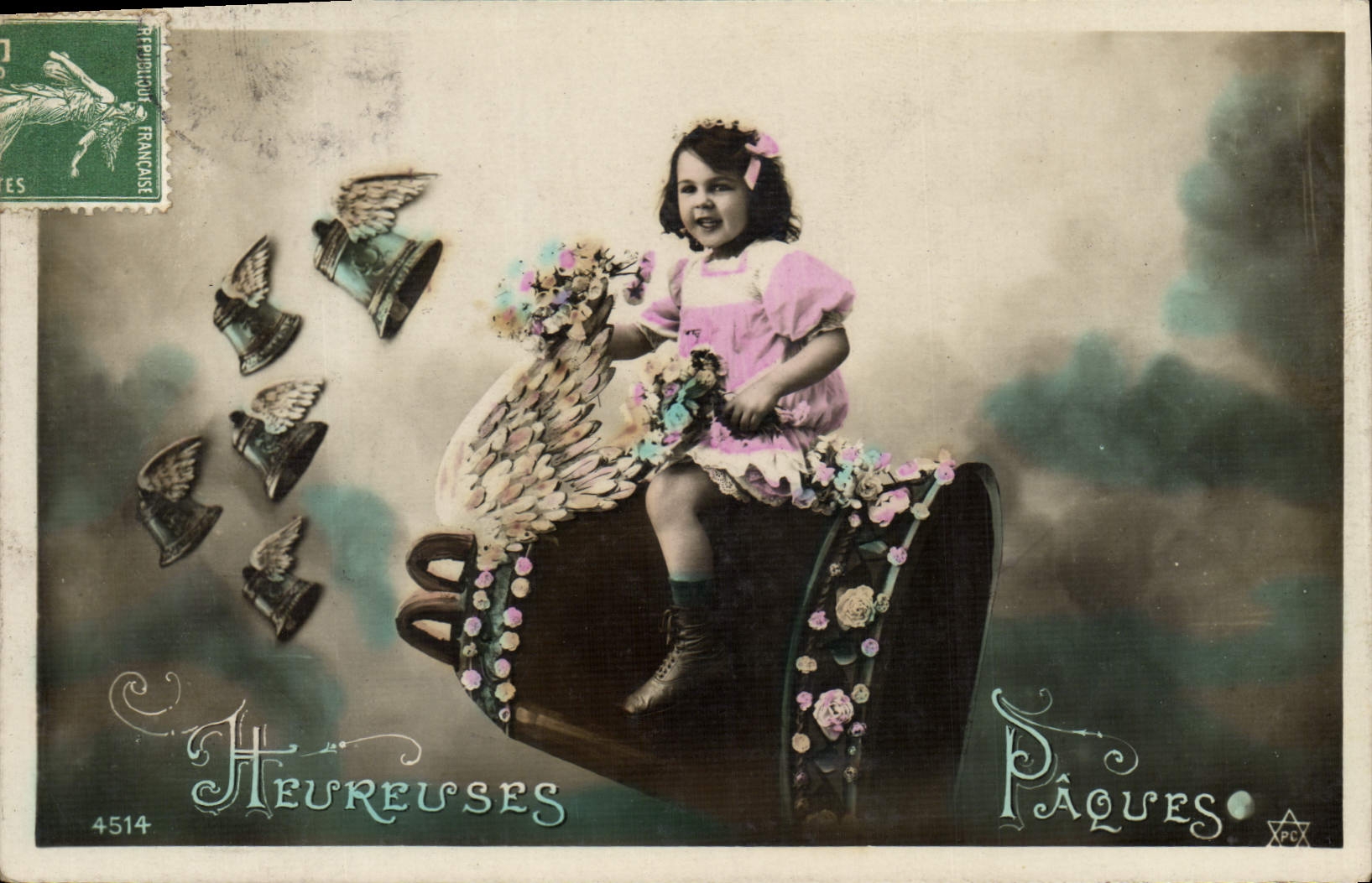 CPA Cloche Enfant Paques