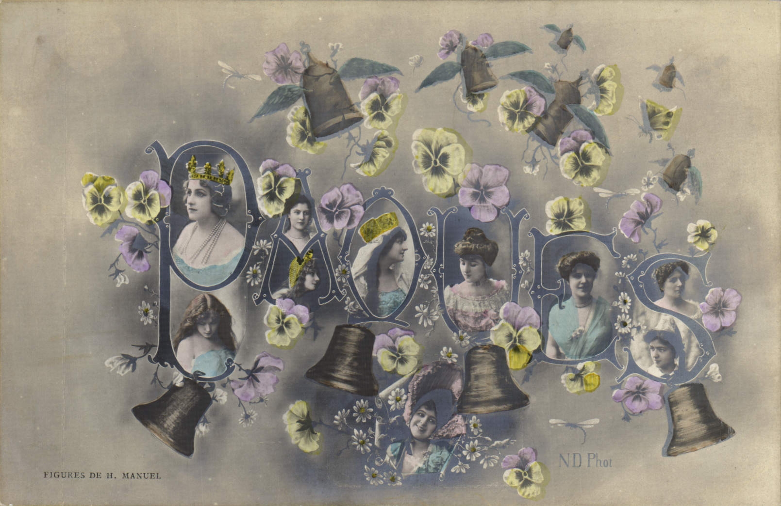 Vintage Postcard Bell Women