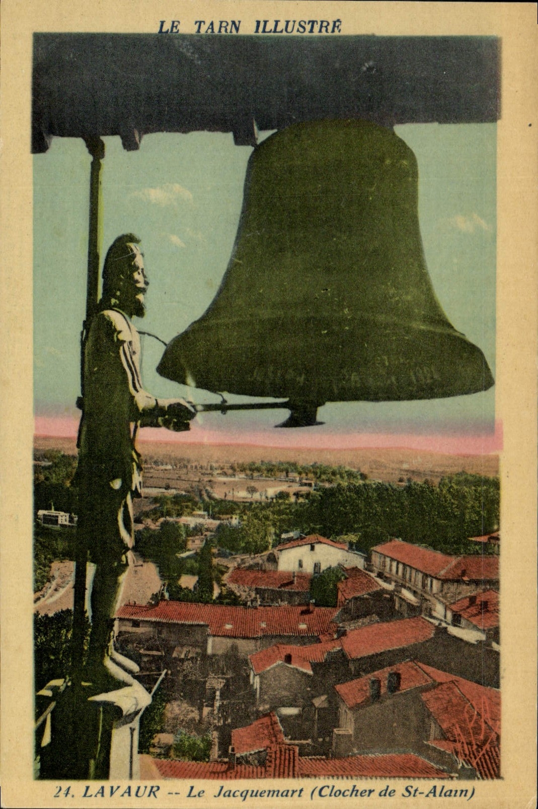 Vintage Postcard Bell Tarn Lavaur Jacquemart Bell-tower of St Alain