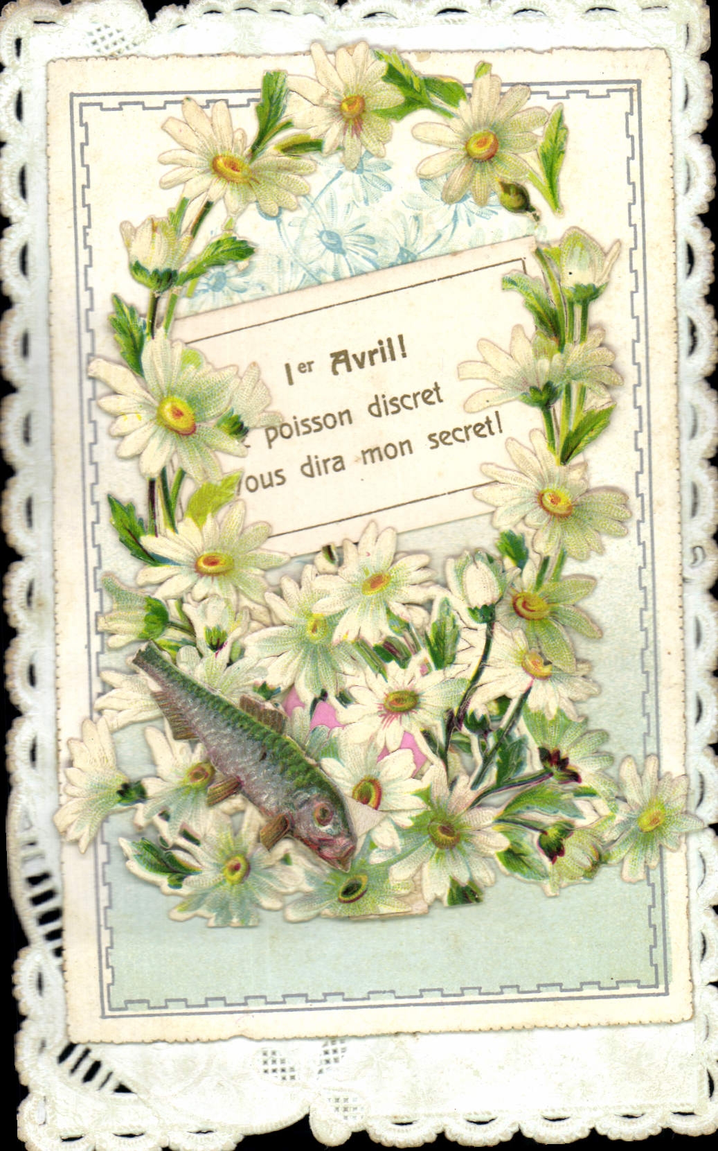 Vintage Postcard Fantasy Brodee Flowers Poisson