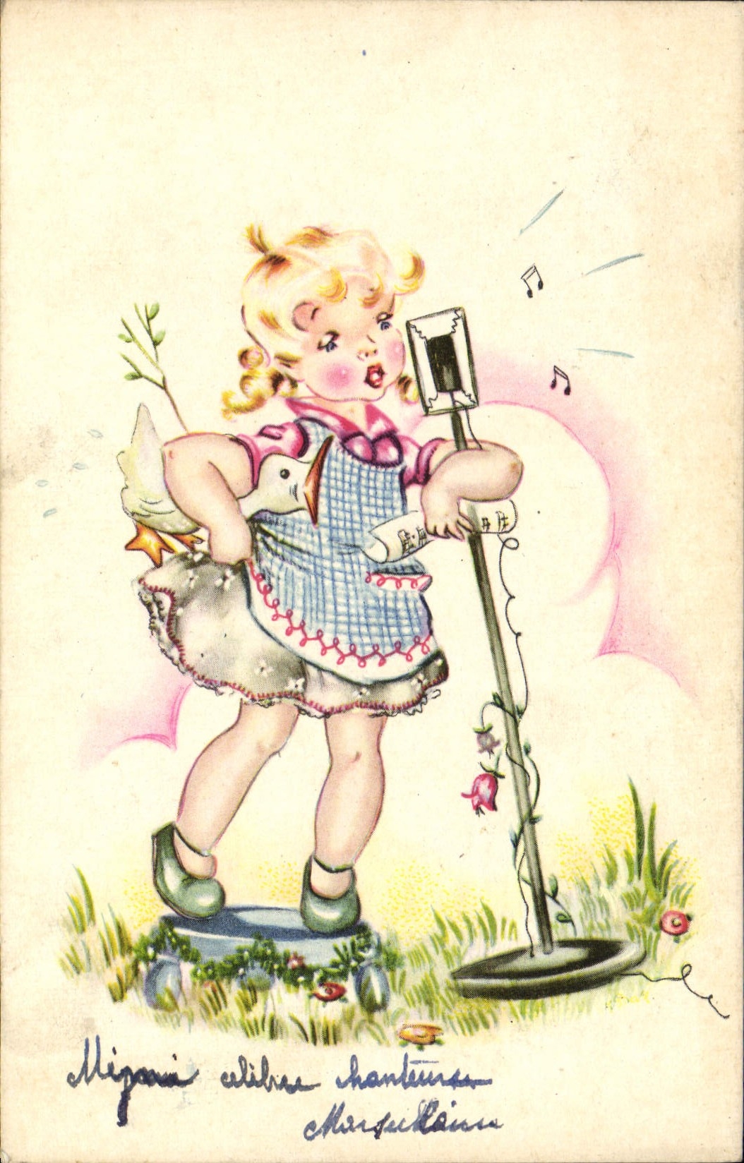 Vintage Postcard Fantasy Radio Child