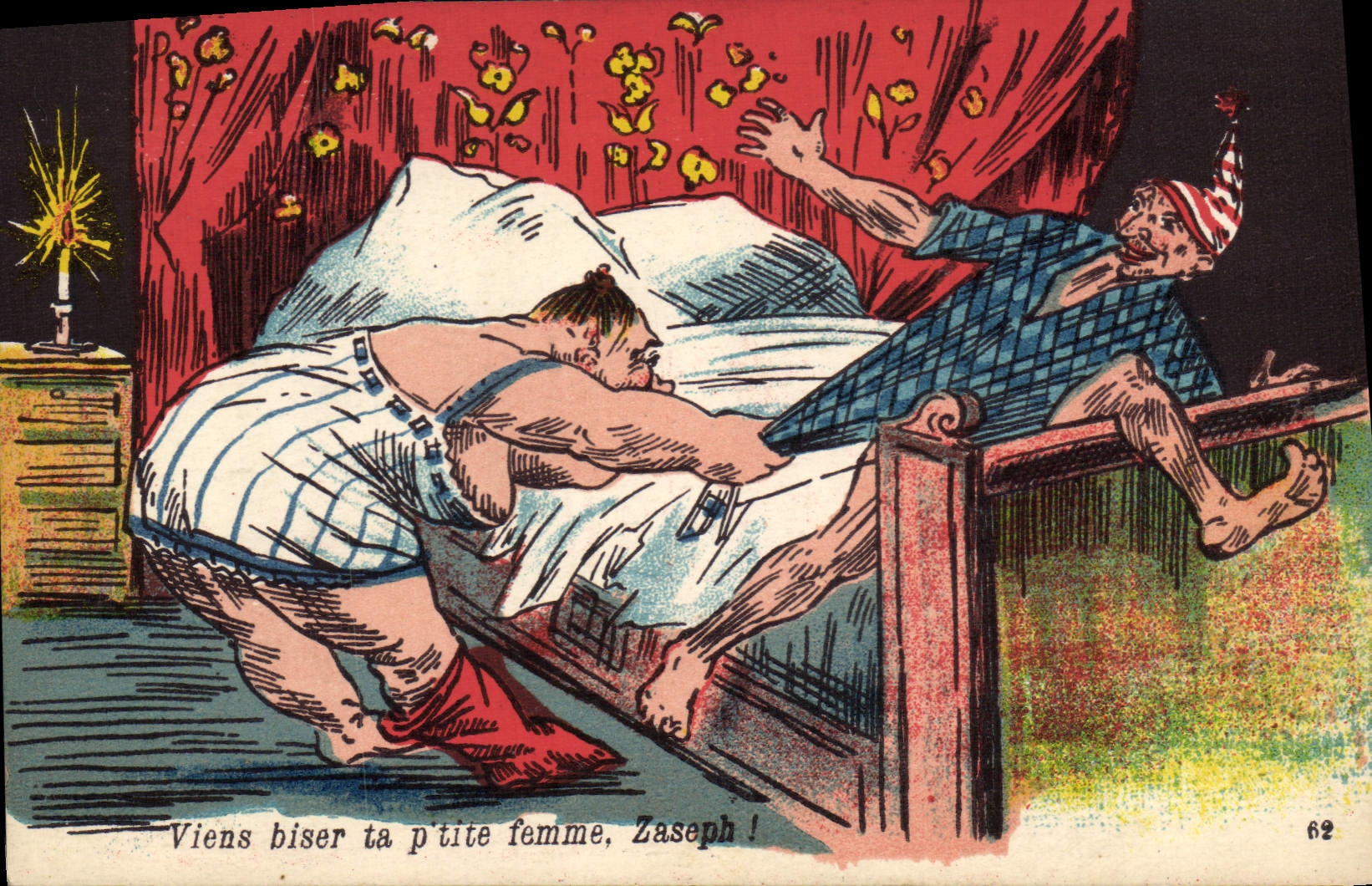 Vintage Postcard Fantaisie Woman Come to darken your small Zaseph wife