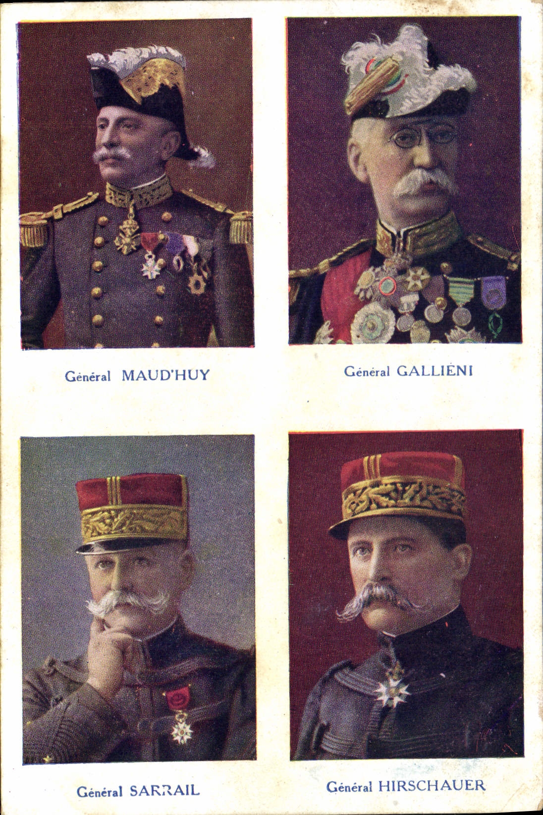 Vintage Postcard General Militaria Gallieni Maud' Huy Sarrail Hirschauer