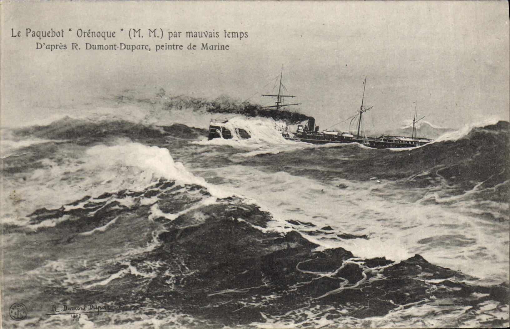 Vintage Postcard Boat Orenoque Steamer by bad weather