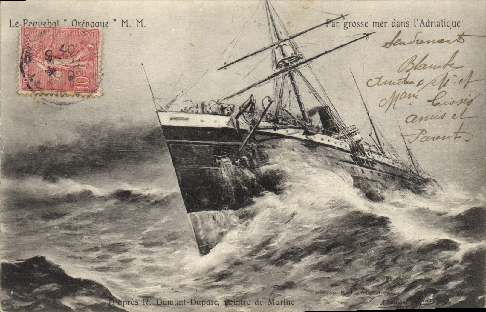 CPA Bateau Paquebot Orenoque par grosse mer dans l'Adriatique