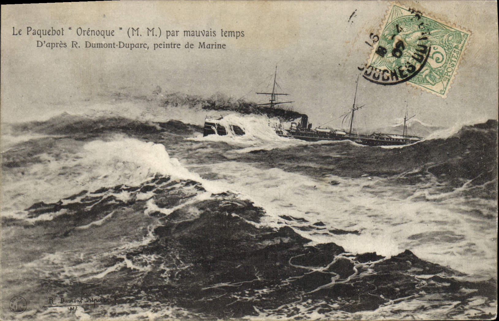 CPA Bateau Paquebot Orenoque par mauvais temps