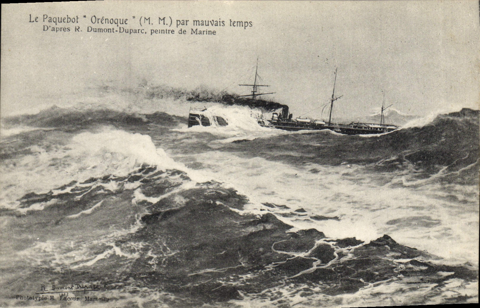 CPA Bateau Paquebot Orenoque par mauvais temps