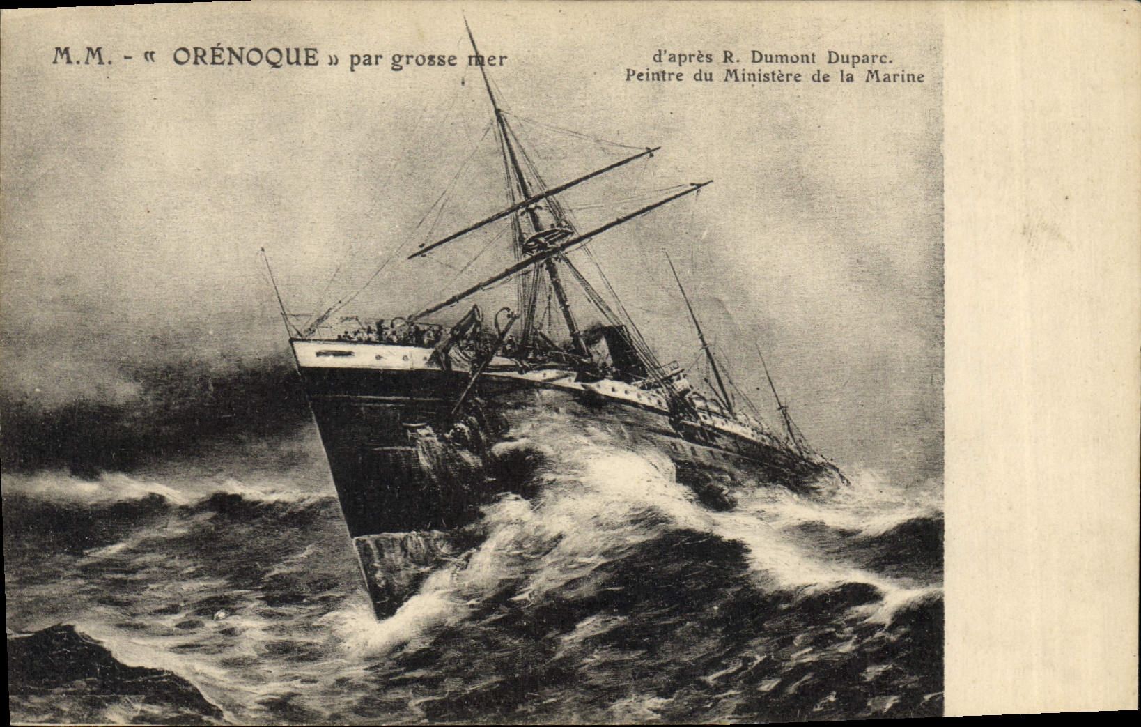 CPA Bateau Paquebot Orenoque par mauvais temps