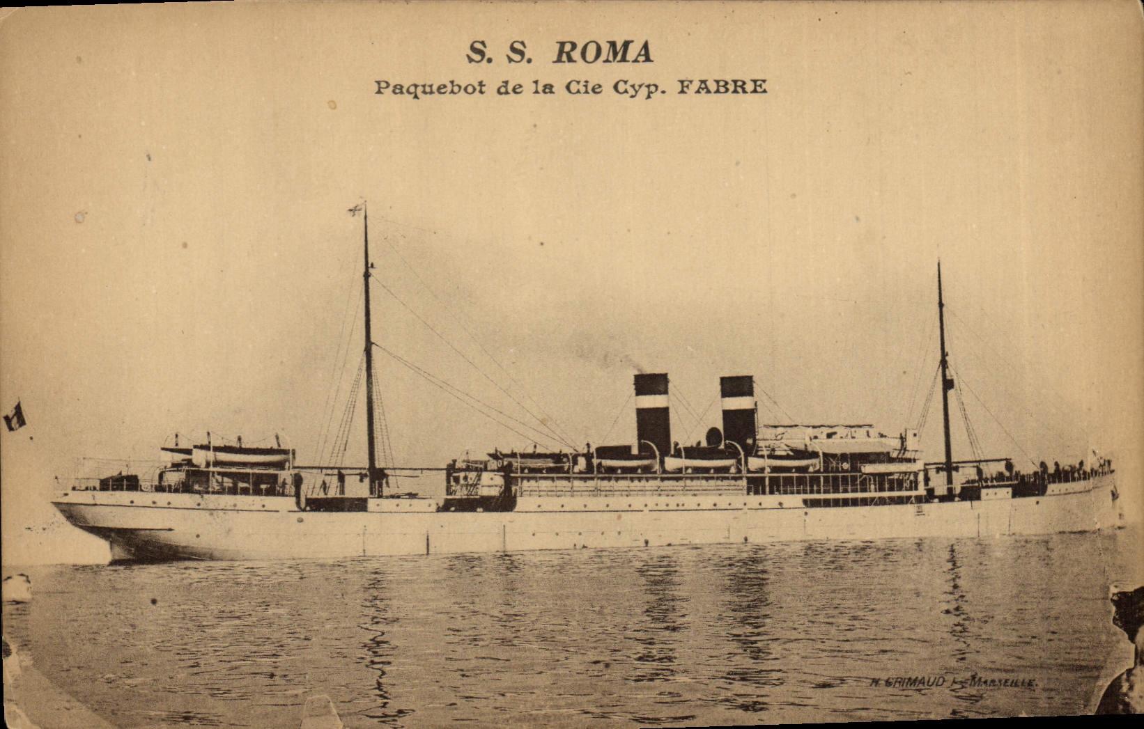 CPA Bateau Paquebot SS Roma Cie Cyp Fabre