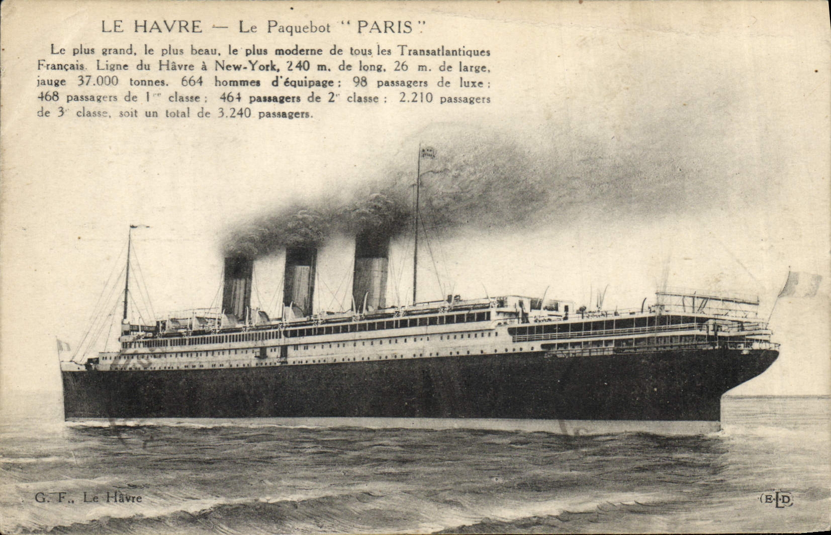 CPA Bateau Paquebot Le Havre Paris