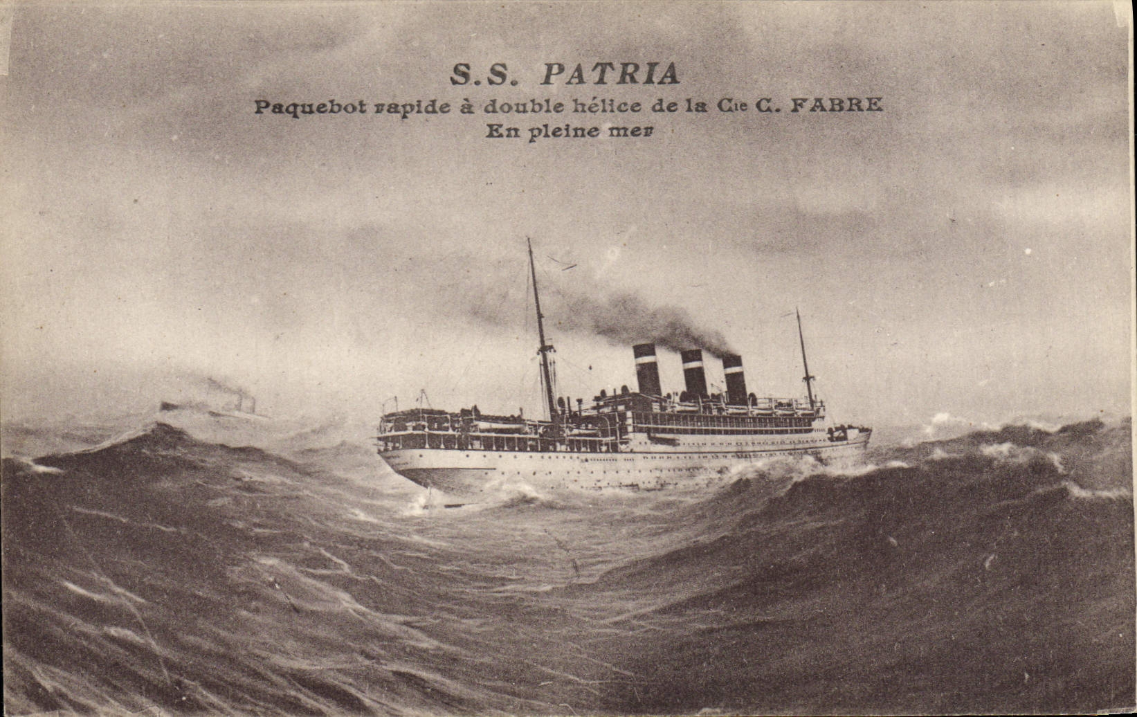 Vintage Postcard Boat Steamer SS Patria Co Fabre