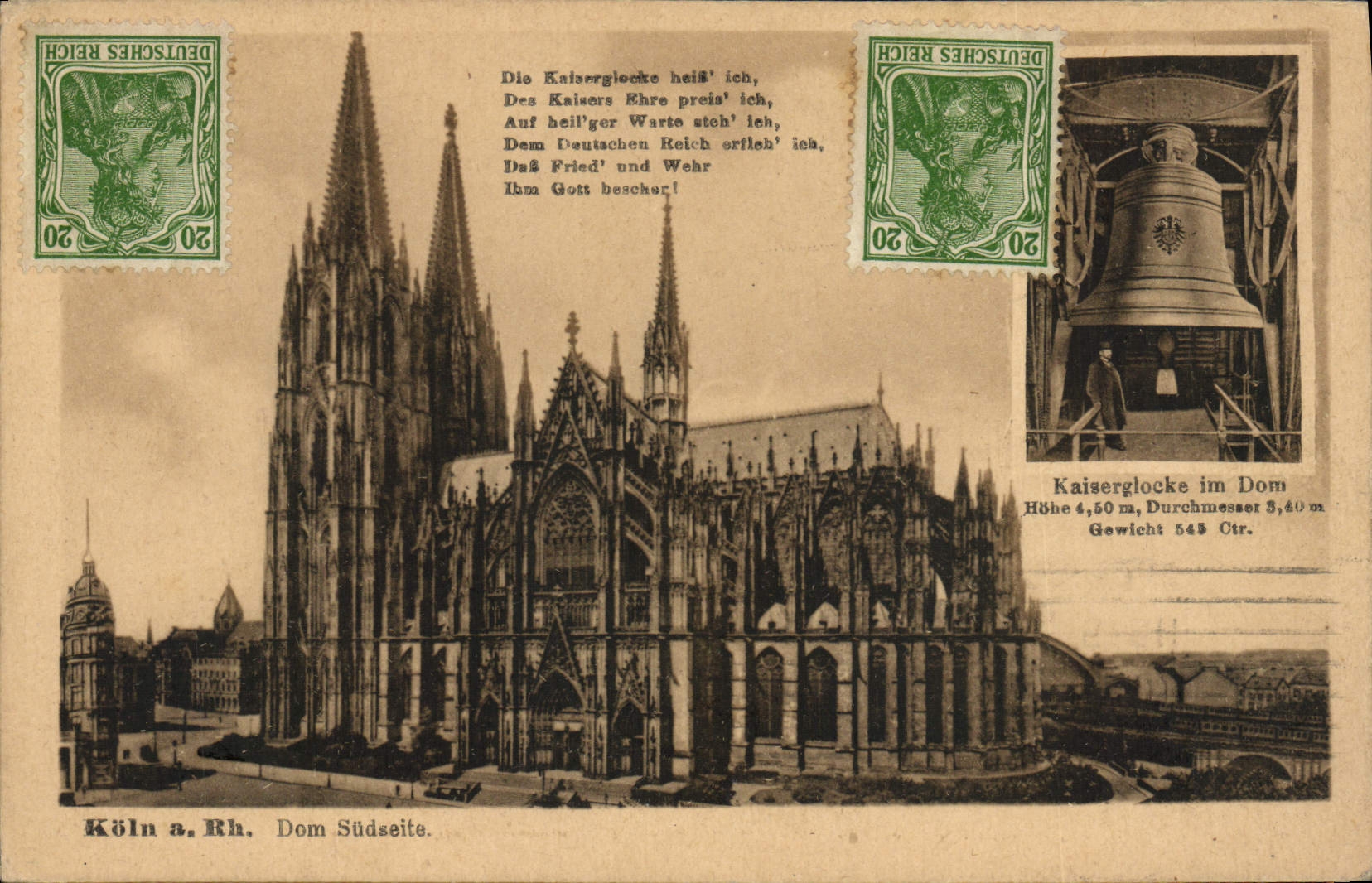 Vintage Postcard Bell Koln Kaiserglock