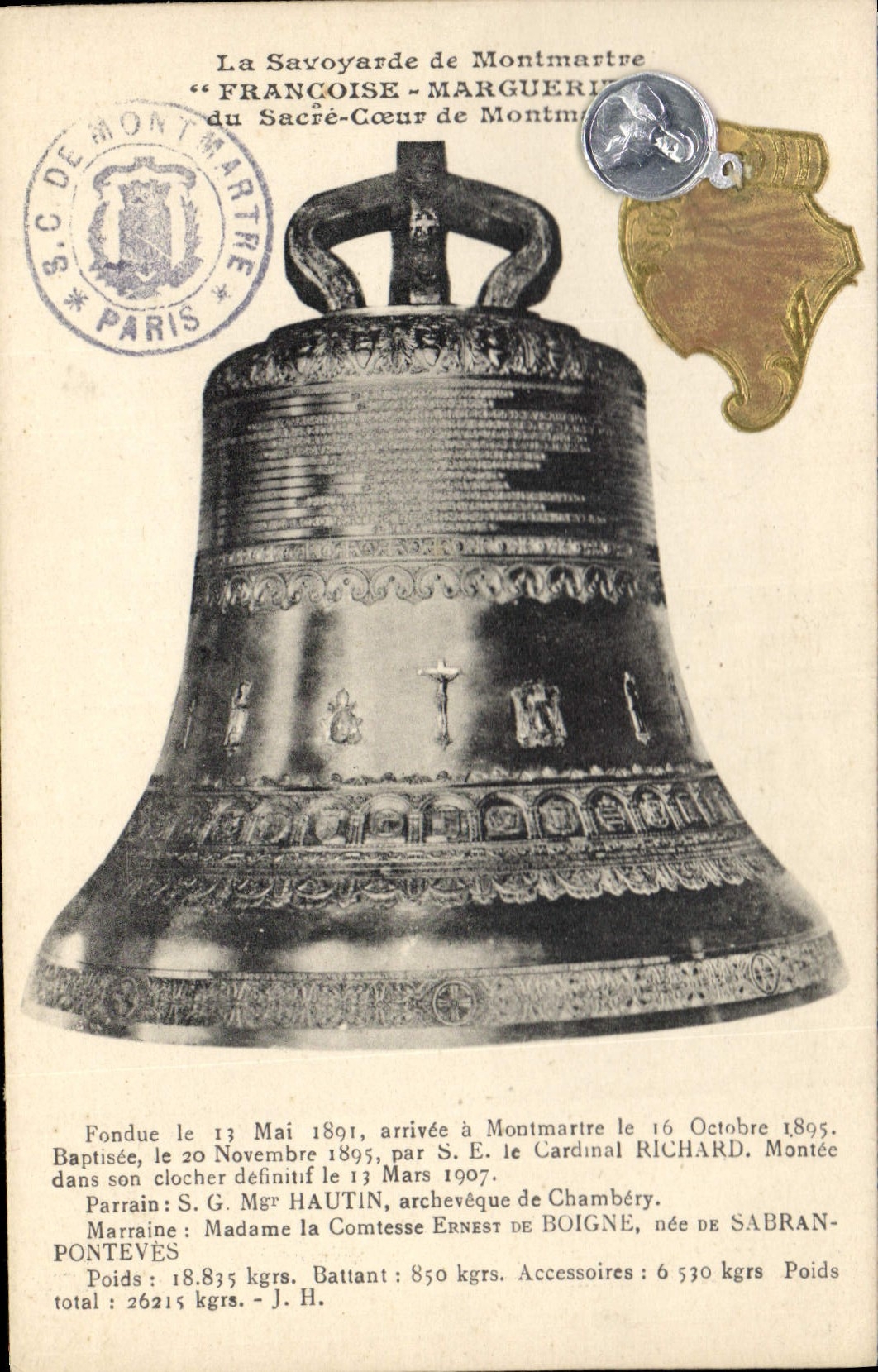Vintage Postcard Bell the Savoyard one of Montmartre Paris Francoise Marguerite