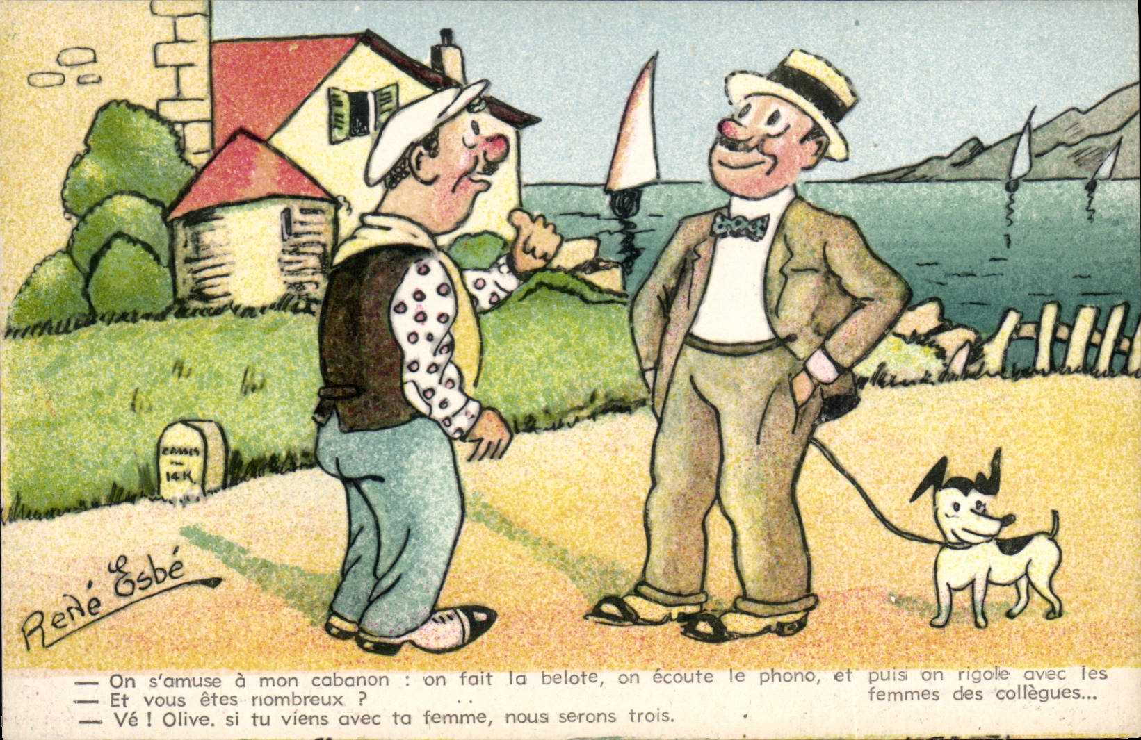 Postal Burlas mrseillaises Fonógrafo De radio