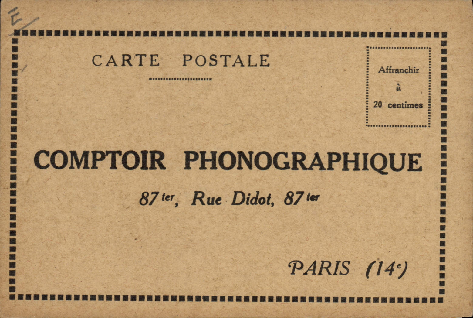 Postal Contador Fonográfico Rue Didot París Máquina que habla CUMBRE