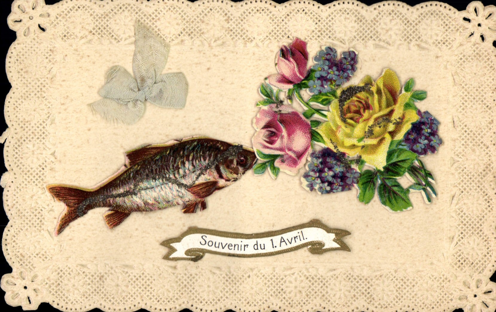 Vintage Postcard Brodee Fantasy Flowers Poisson