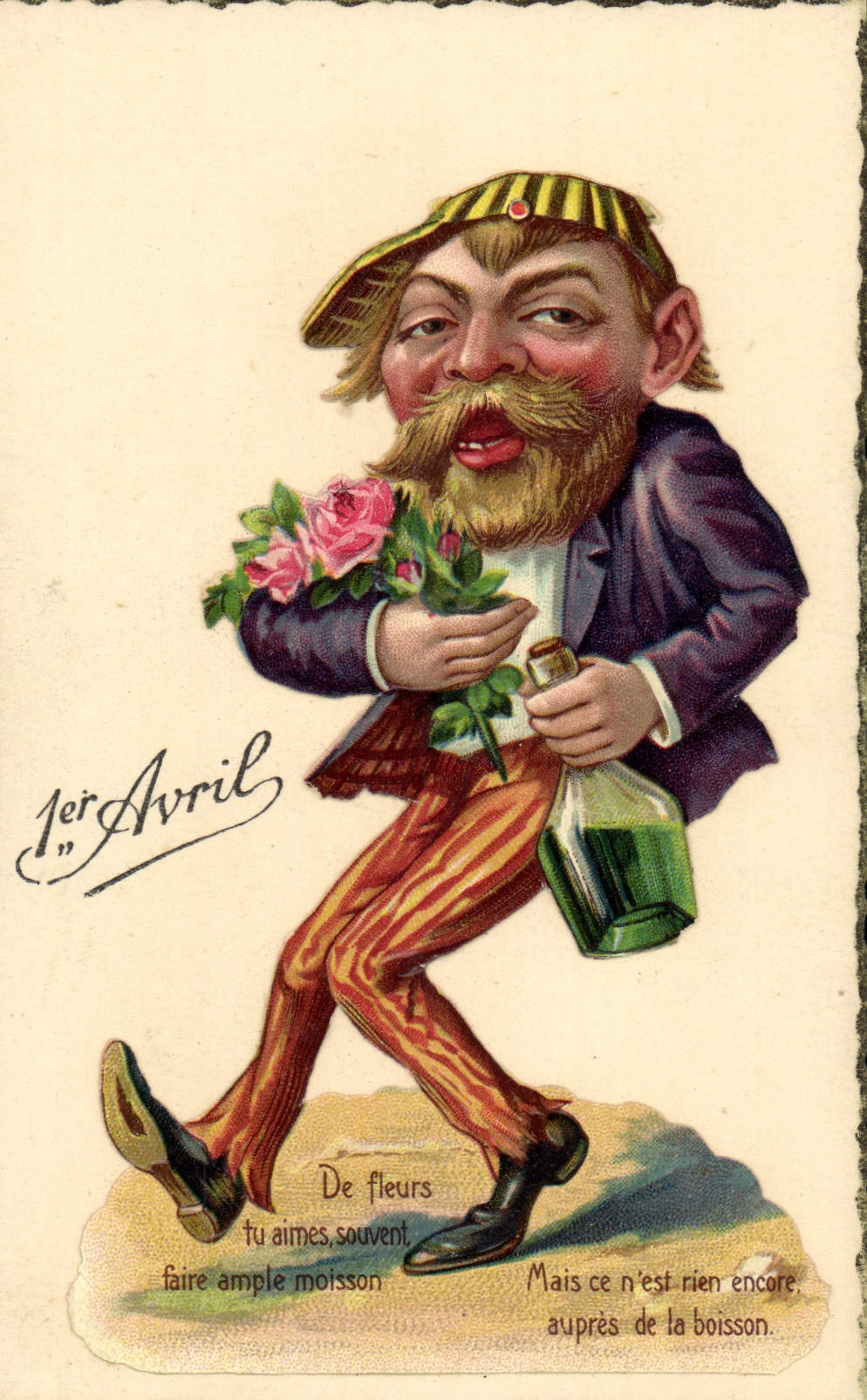 Vintage Postcard Fantasy Flowers Man April 1st