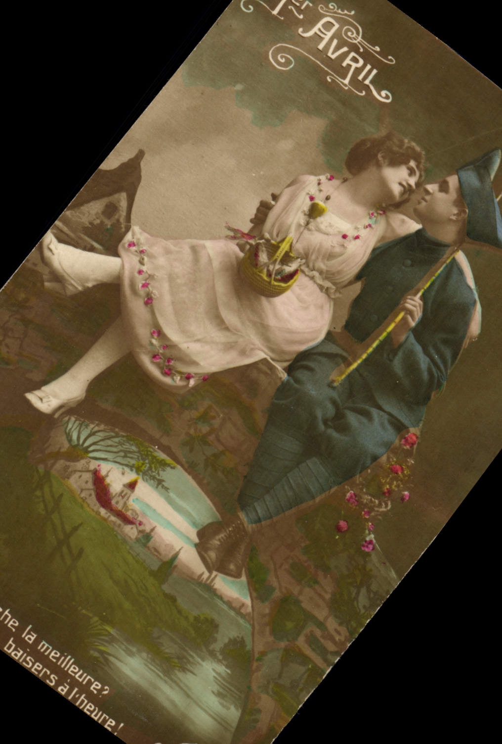 Vintage Postcard Fantasy Woman April 1st Militaria Soldier