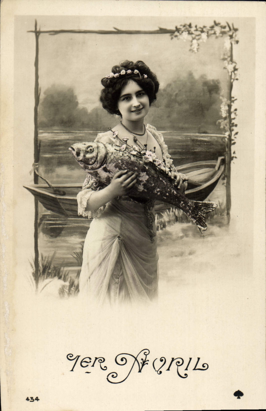 Vintage Postcard Fantasy Woman Woman April 1st