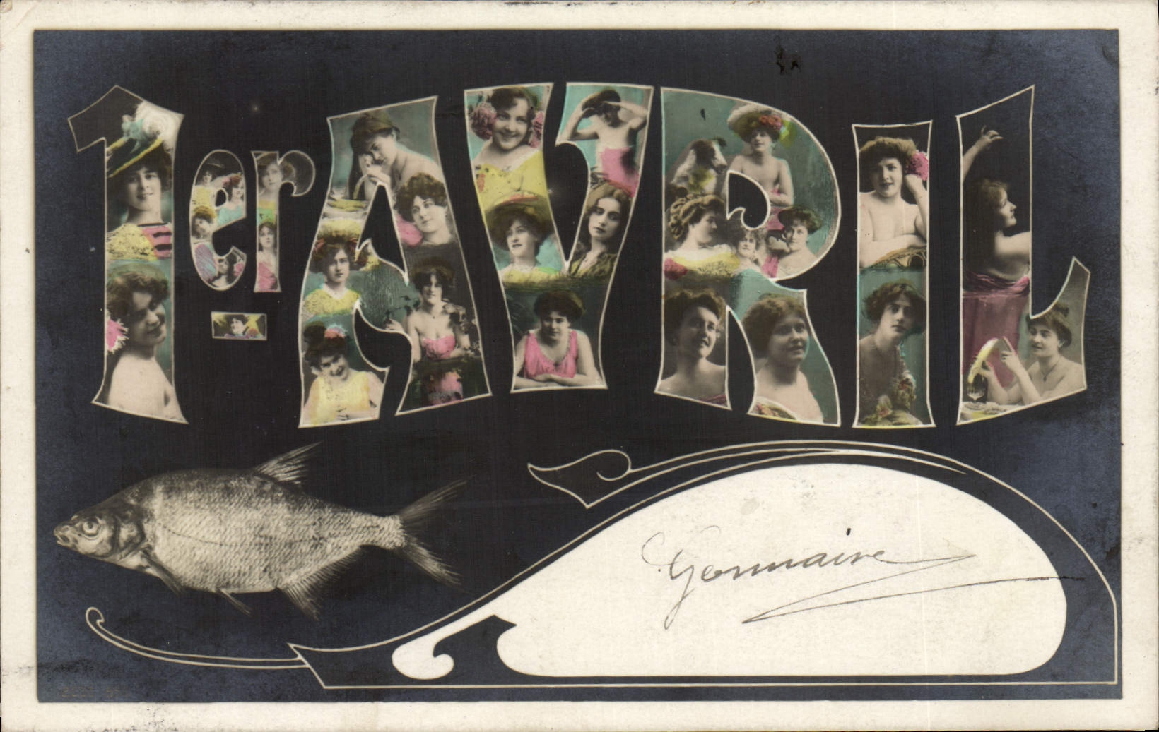 Vintage Postcard Fantasy Easter Poisson Women April 1st