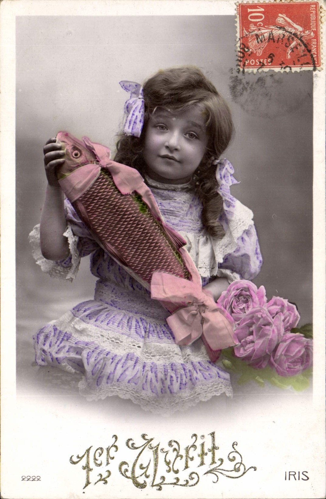 CPA Fantaisie Paques Poisson Enfant 1er Avril 