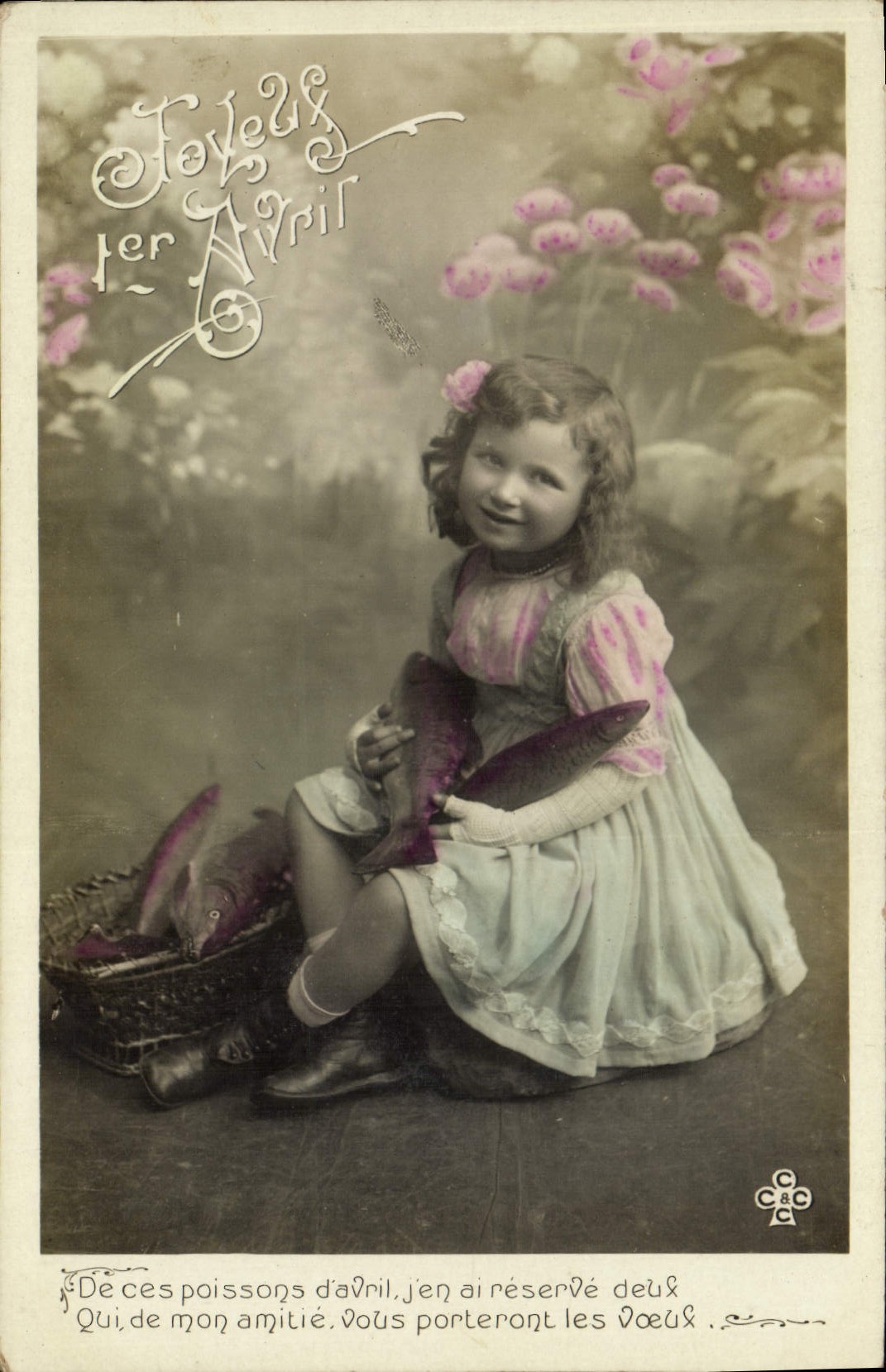 CPA Fantaisie Paques Poisson Enfant 1er Avril 