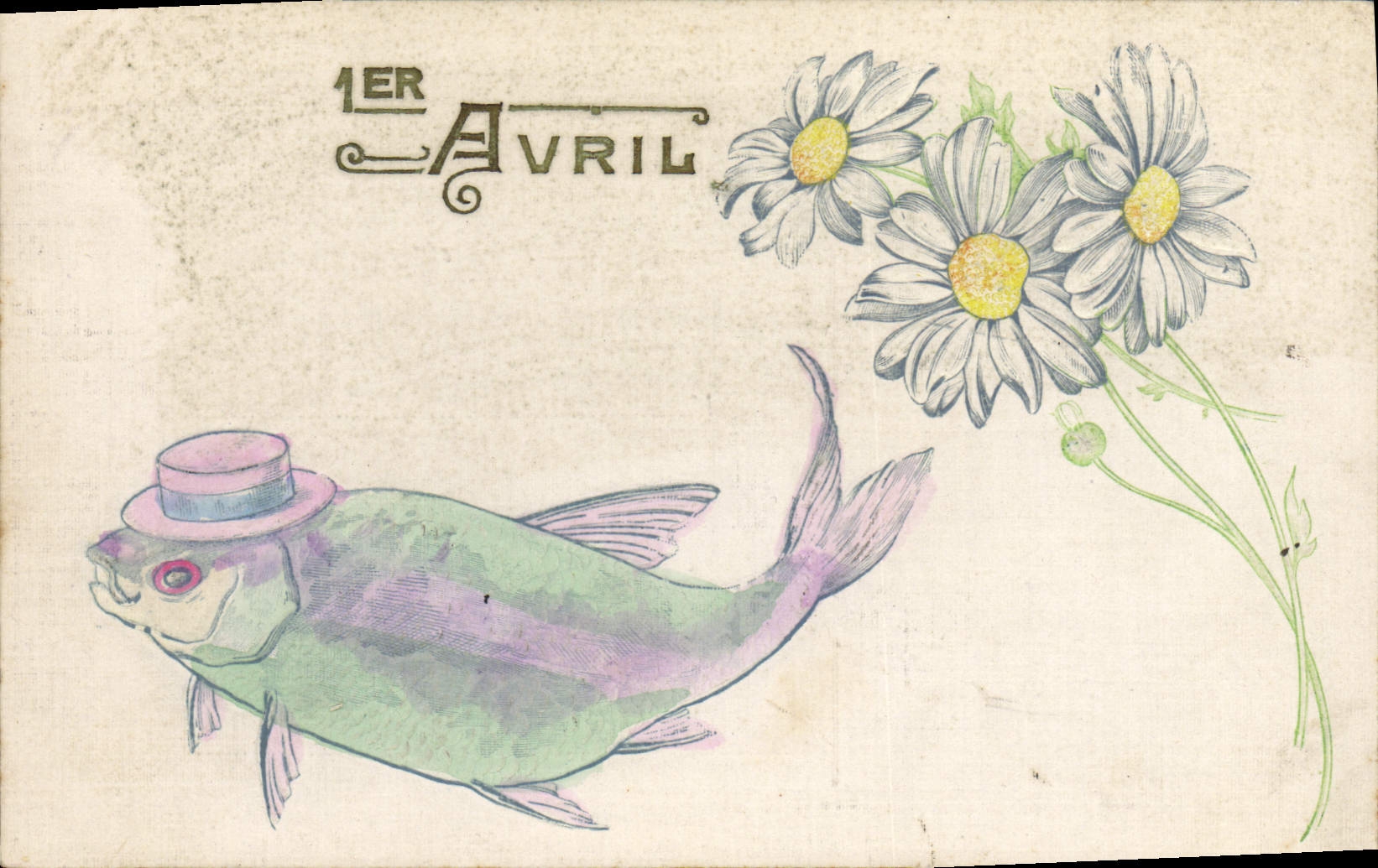 CPA Fantaisie Paques Poisson 1er Avril