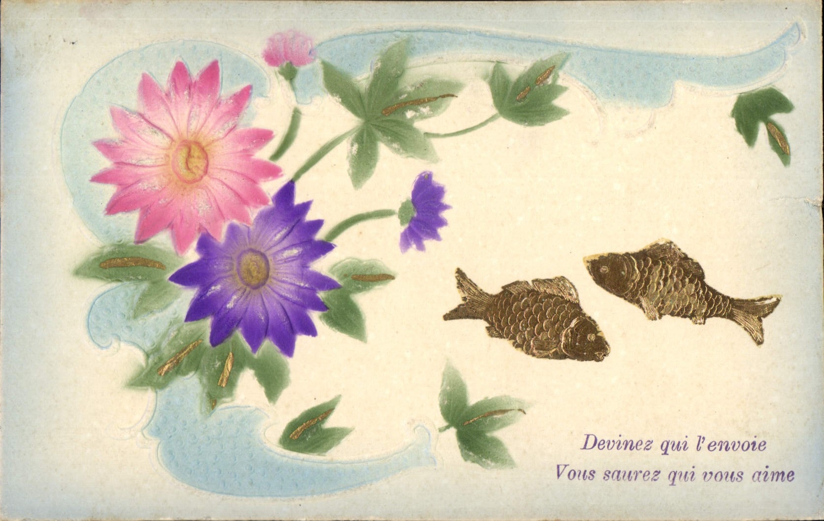 Vintage Postcard Fantasy Easter Poisson Flowers April 1st