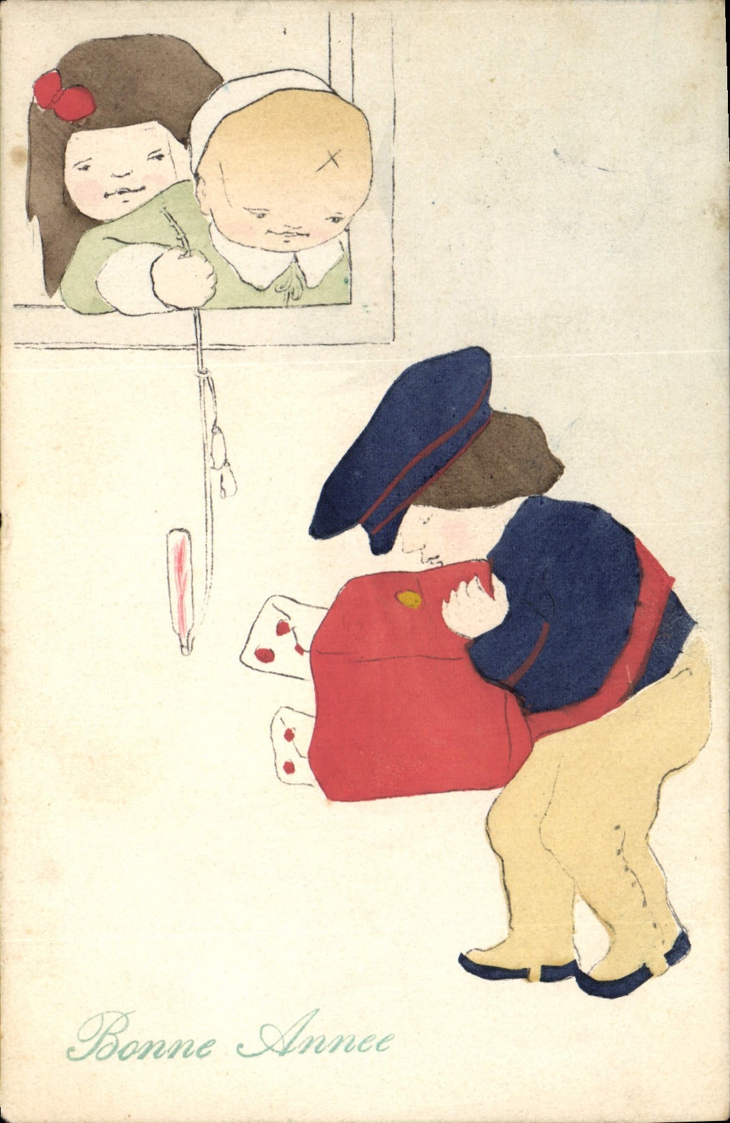 Postal Fantasia Ilustrador Niños Factor feliz año nuevo