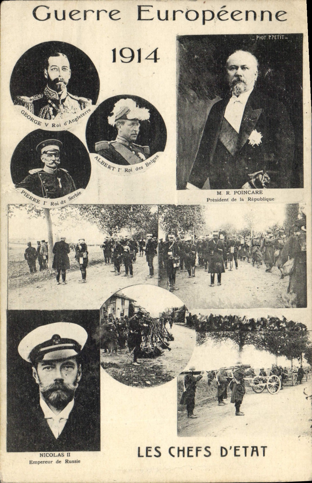 Vintage Postcard Militaria European War Poincare Pierre the 1st Nicholas II Serbia Serbia Russia Russia