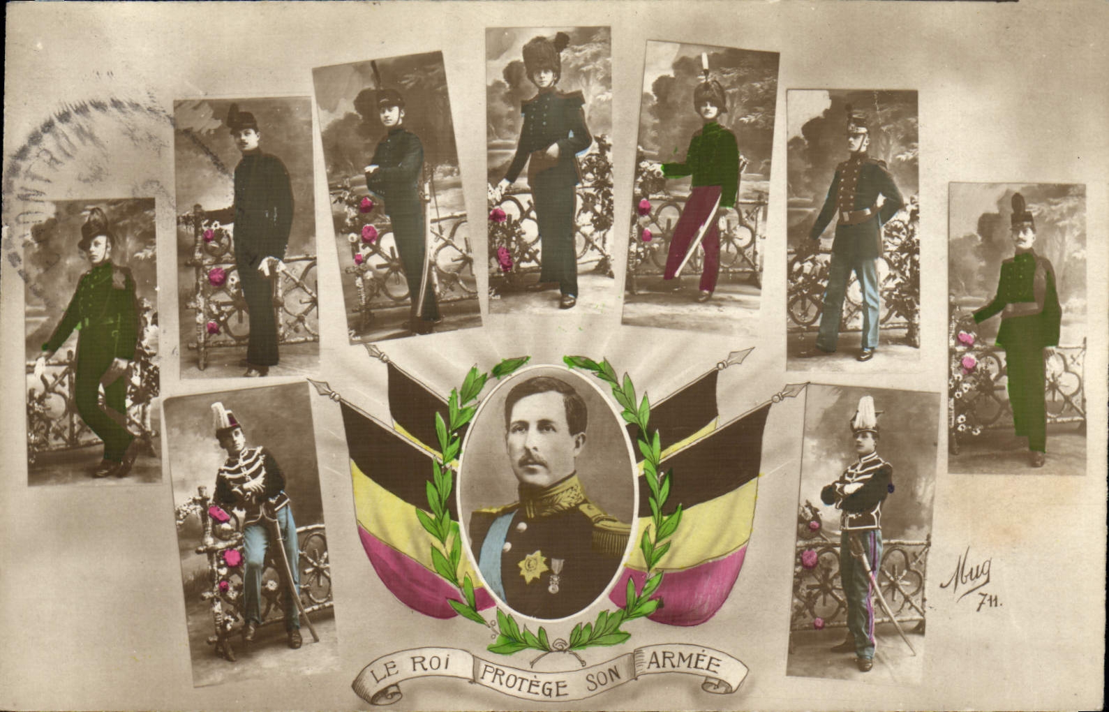 CPA Militaria Le roi protege son armee Albert Belgique