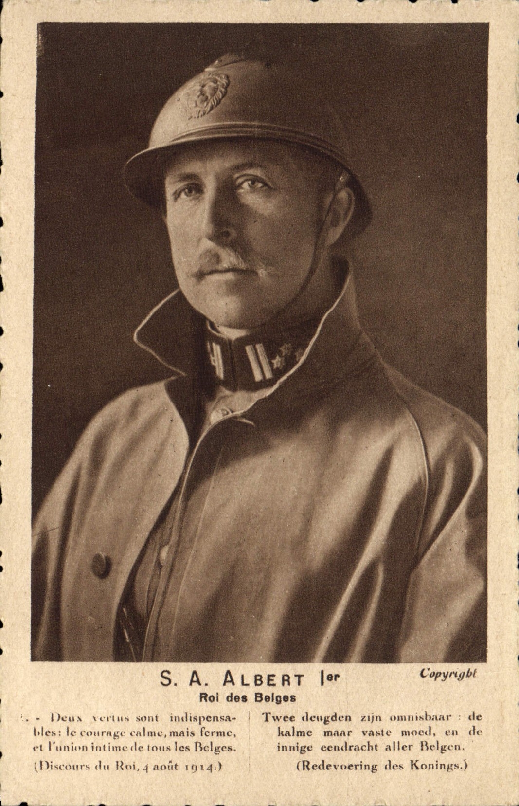 CPA Militaria SM Albert 1er Roi des Belges 