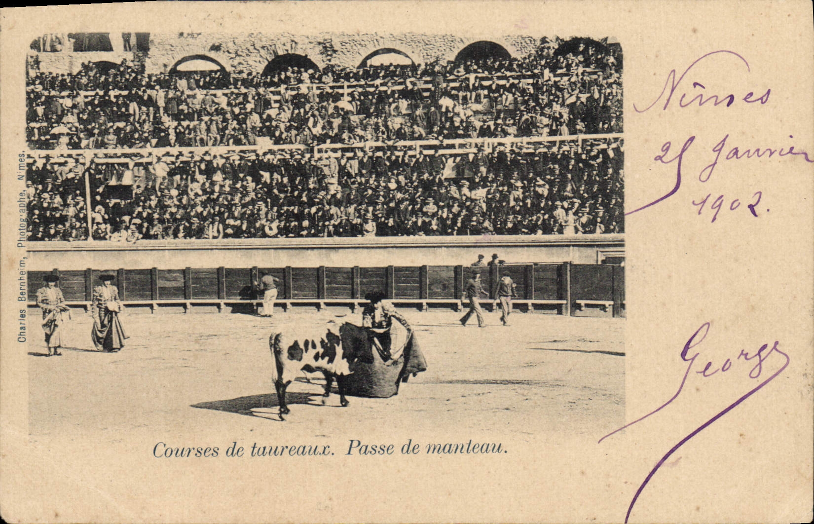 CPA Corrida Course de taureaux Passe de manteau