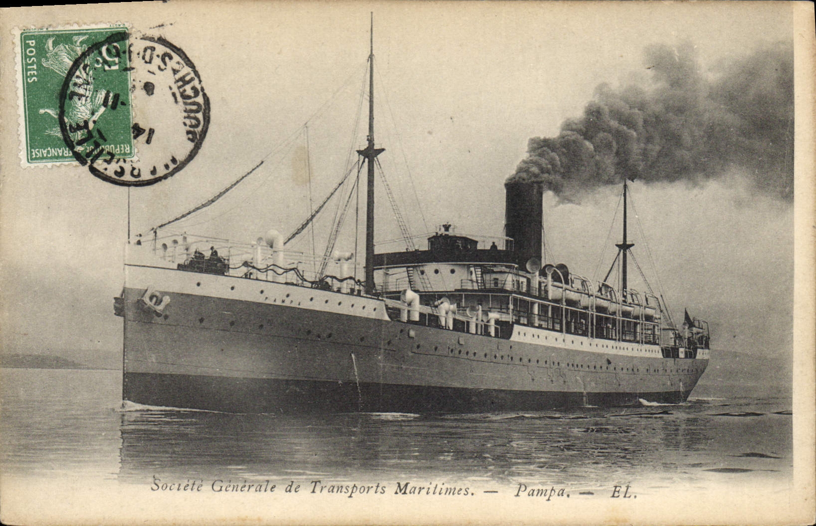 Vintage Postcard Boat Steamer Pampa General society of Maritime transport
