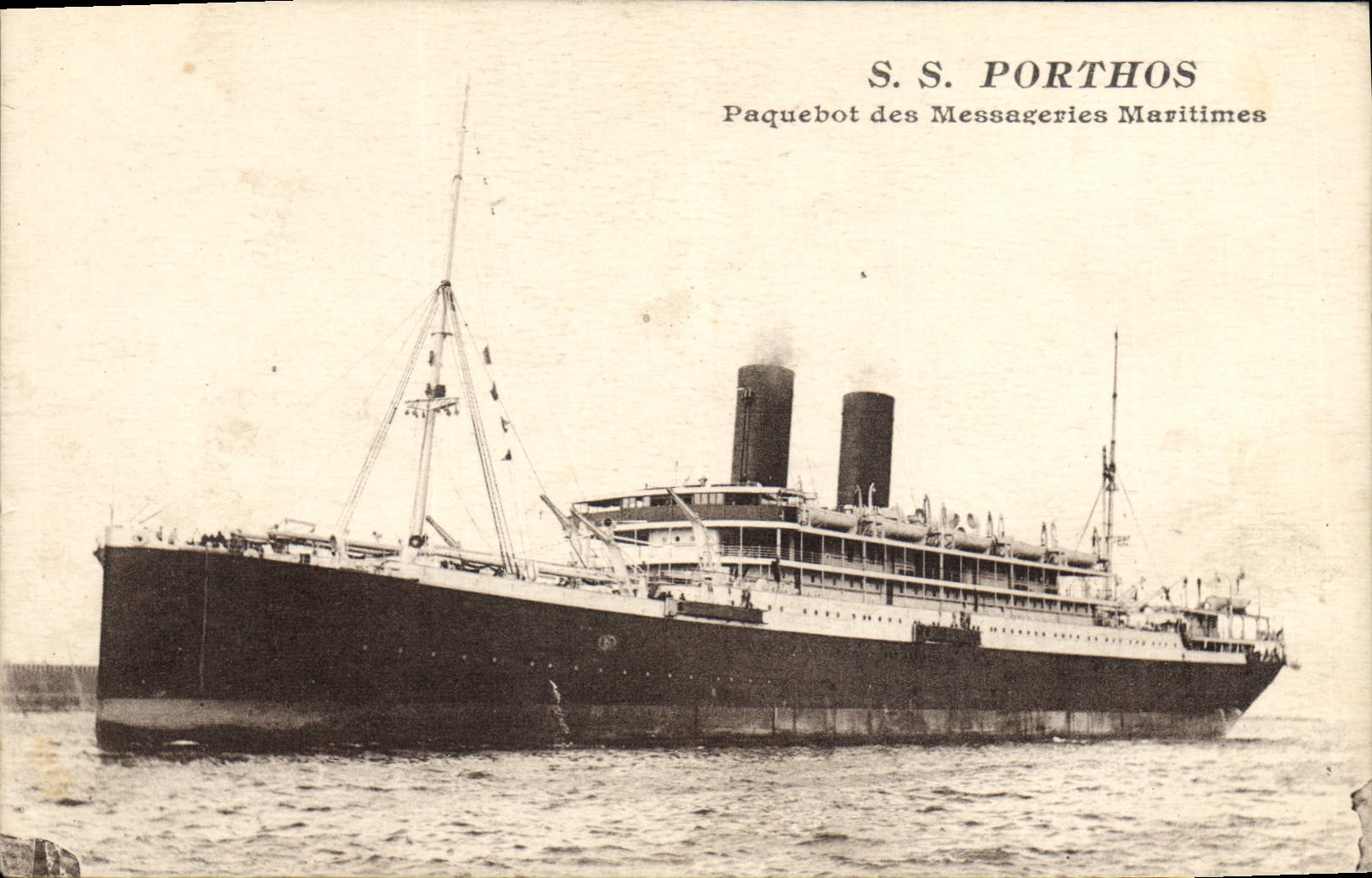 Vintage Postcard Boat Steamer of Shipping company SS Porthos