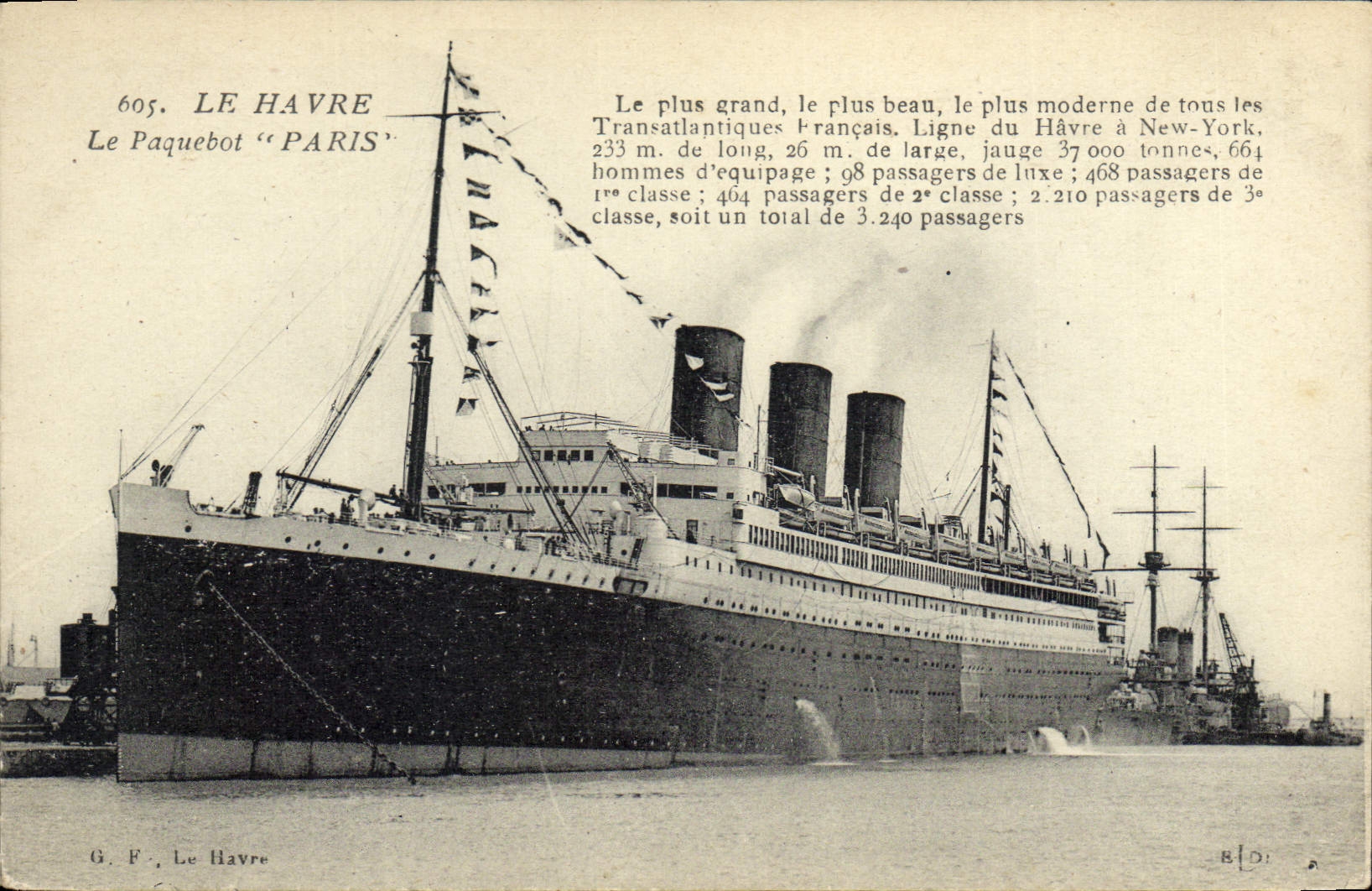 CPA Bateau Paquebot Paris le Havre