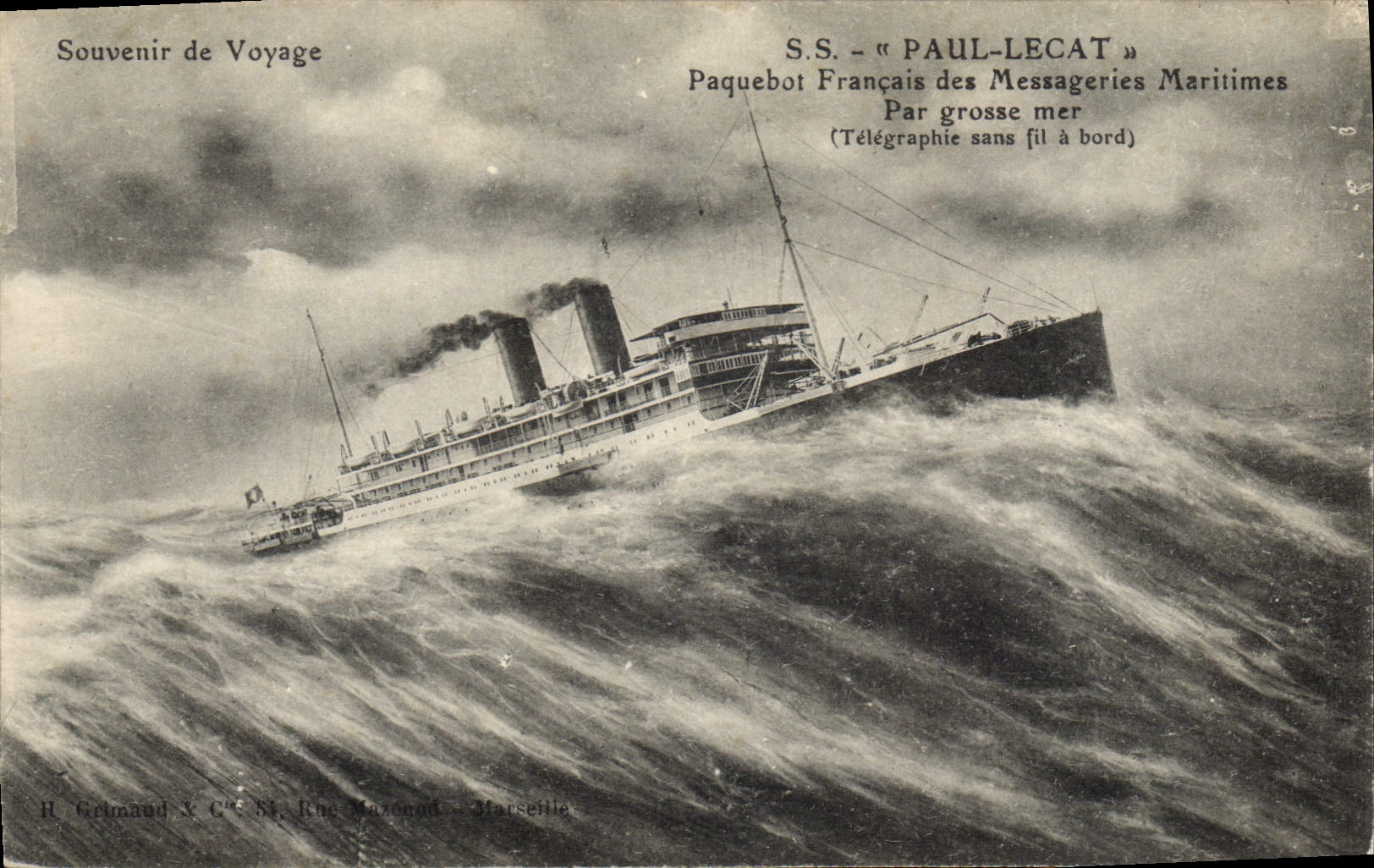 Vintage Postcard Boat Steamer SS Paul Lecat Shipping company