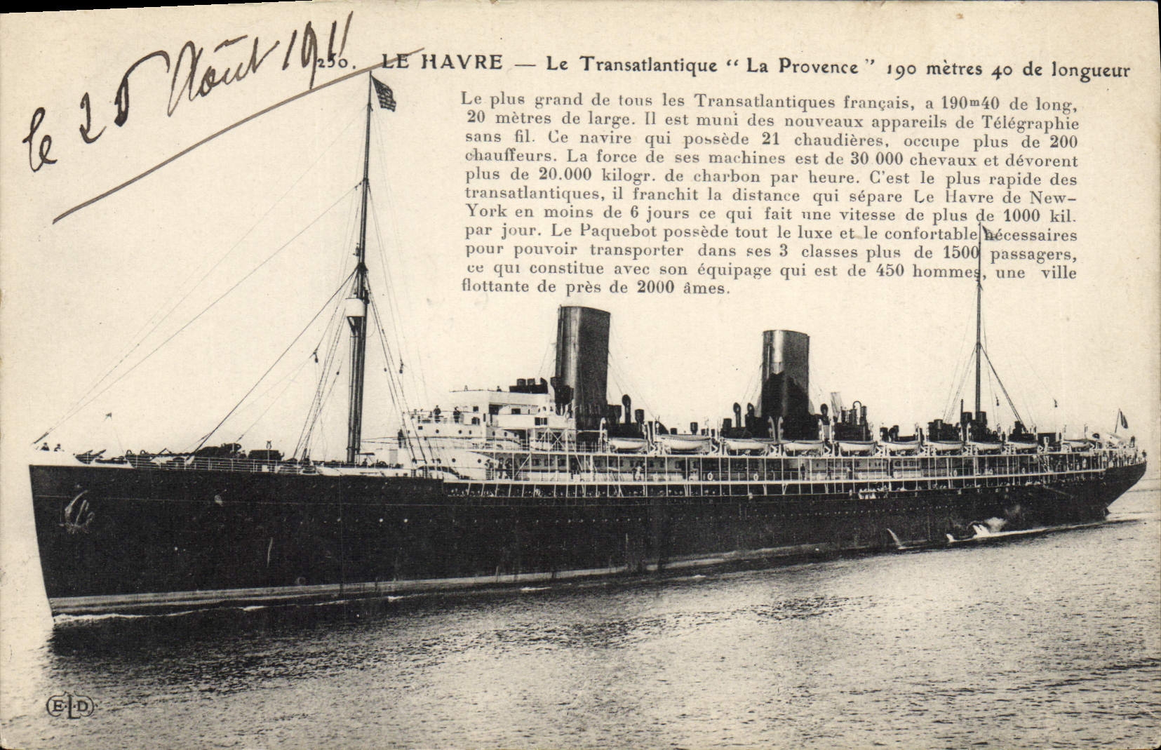 CPA Bateau Paquebot Le Havre Le Transatlantique La Provence