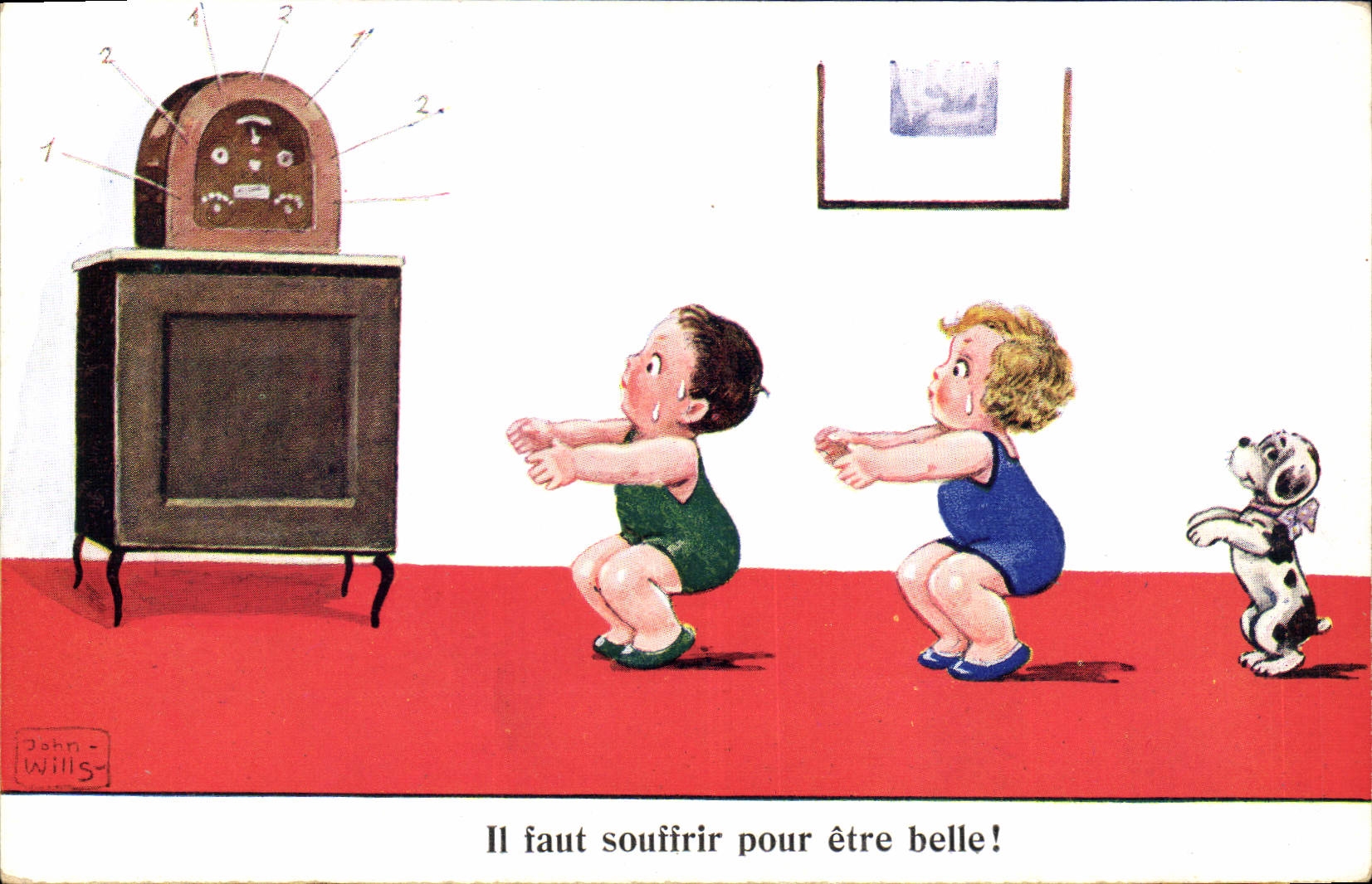 CPA Radio Enfants Il faut souffrir pour etre belle chien