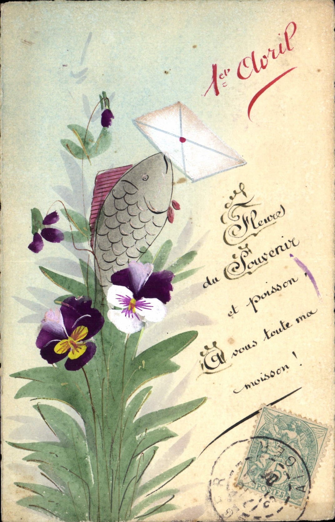 CPA Fantaisie Paques Poisson 1er Avril 
