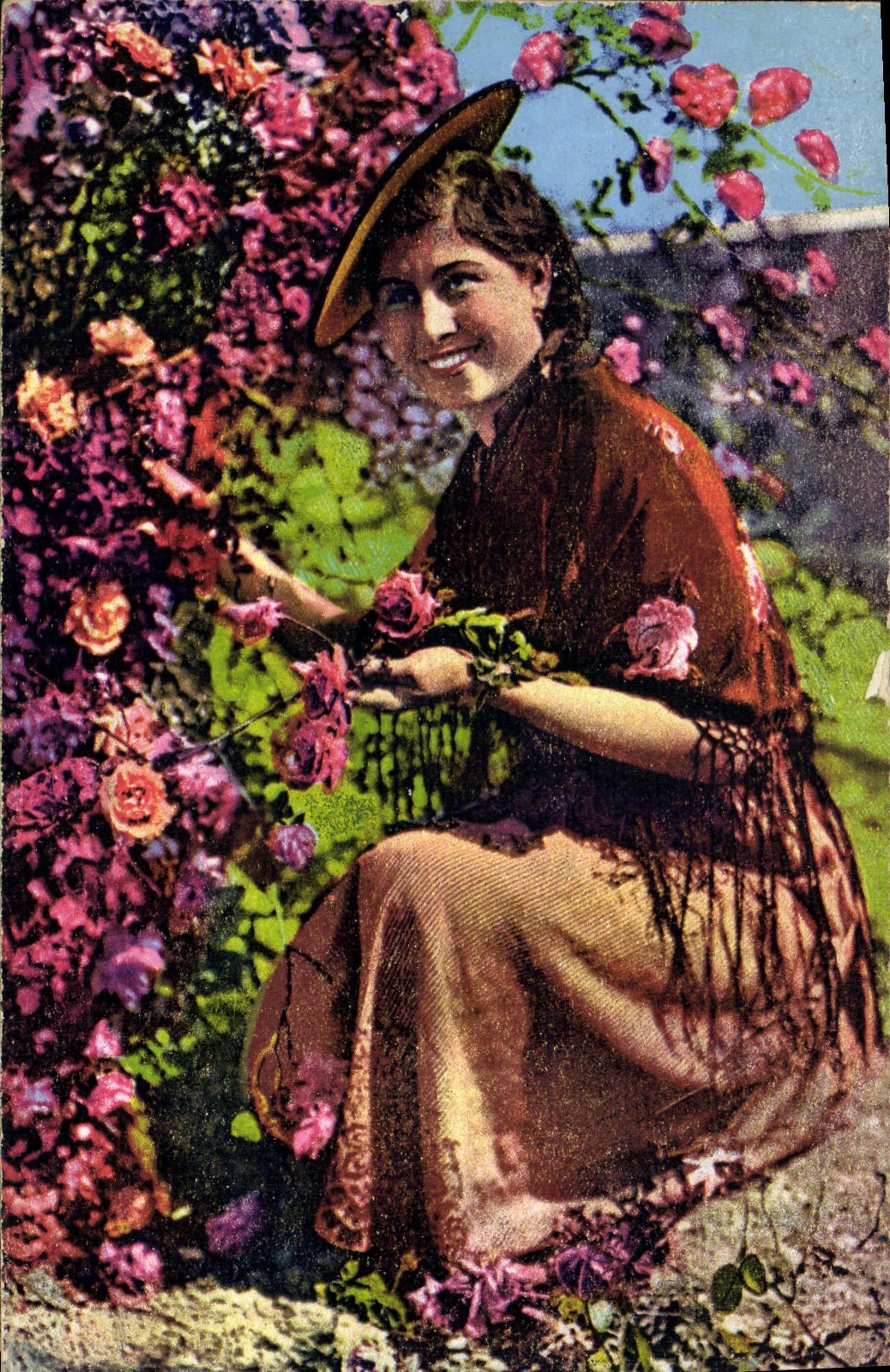 CPA Cote d'Azur La cueillette des roses 
