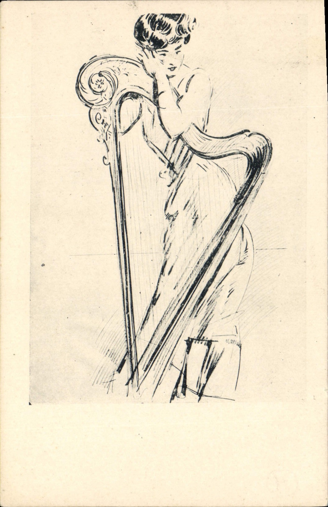 Vintage Postcard Fantaisie Illustrator Woman Grips