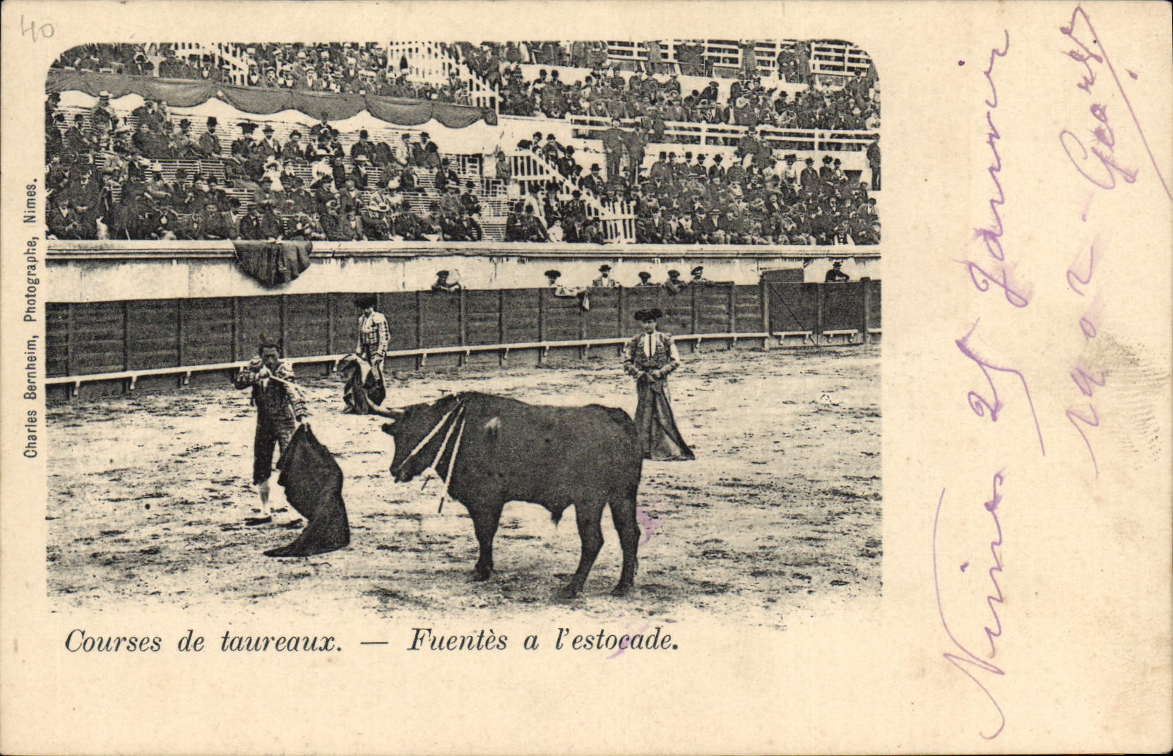 Postal Corrida Toro Corridas de toros Fuentes tiene la estocada