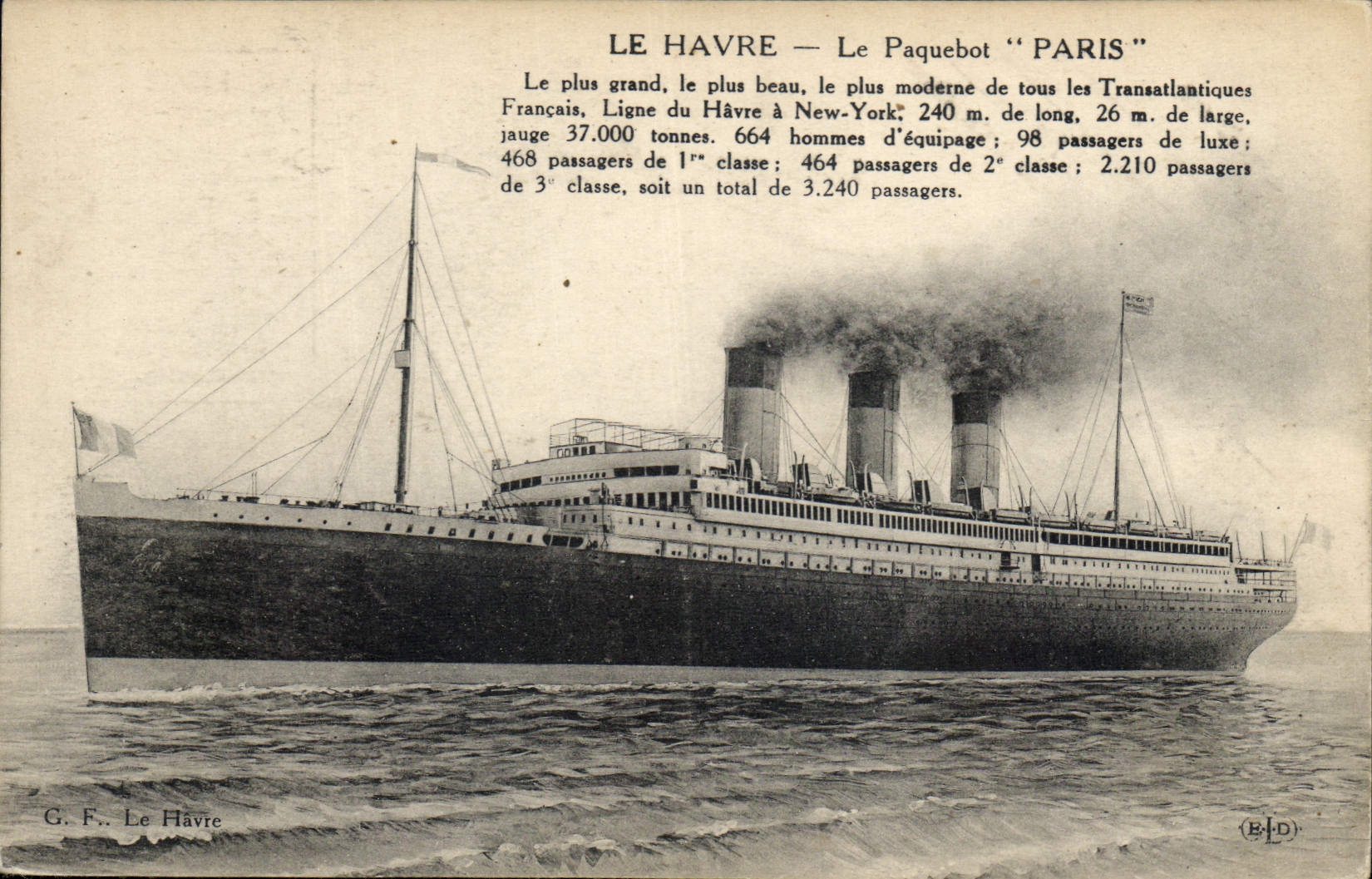 CPA Bateau Paquebot Paris Le Havre 